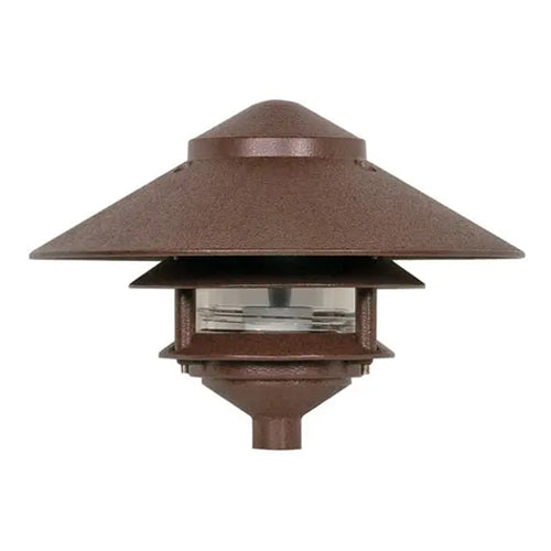 Satco SF76-635, 1 Light, 10" Pagoda Garden Fixture, Large Hood, 2 Louver, 75W, 120V, Medium Base, Old Bronze Finish