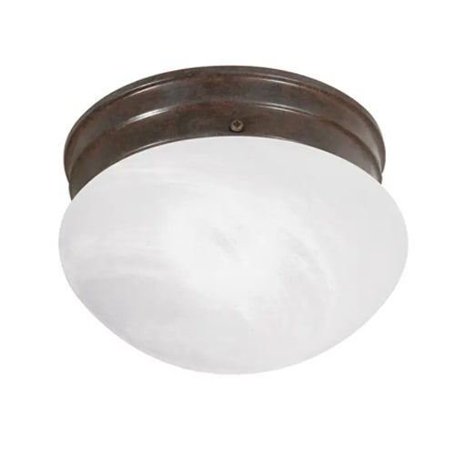 Satco SF76-670, 1 Light, 8" Flush Mount Fixture, Small Alabaster Mushroom, 60W, 120V, Medium Base, Old Bronze Finish