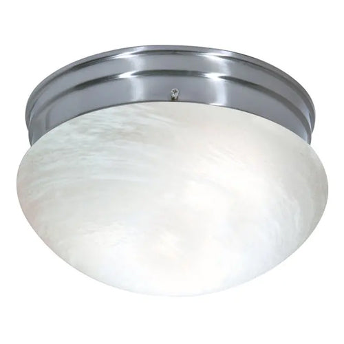 Satco SF76-674, 2 Light, 10" Flush Mount Fixture, Medium Alabaster Mushroom, 60W, 120V, Medium Base, Brushed Nickel Finish