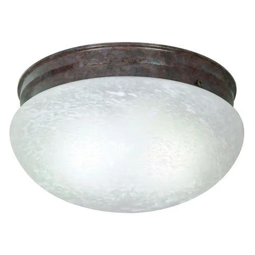 Satco SF76-676, 2 Light, 12" Flush Mount Fixture, Large Alabaster Mushroom, 60W, 120V, Medium Base, Old Bronze Finish