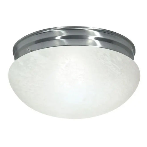 Satco SF76-677, 2 Light, 12" Flush Mount Fixture, Large Alabaster Mushroom, 60W, 120V, Medium Base, Brushed Nickel Finish