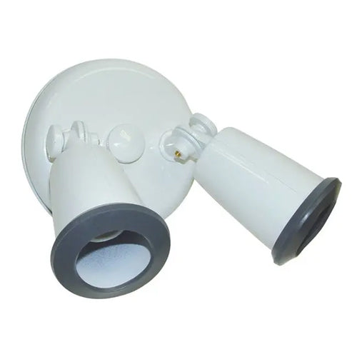 Satco SF76-684, 2 Light, 14" Flood Light, Exterior, PAR38 Holder with Adjustable Swivel, 150W, Halogen, Medium Base, White Finish