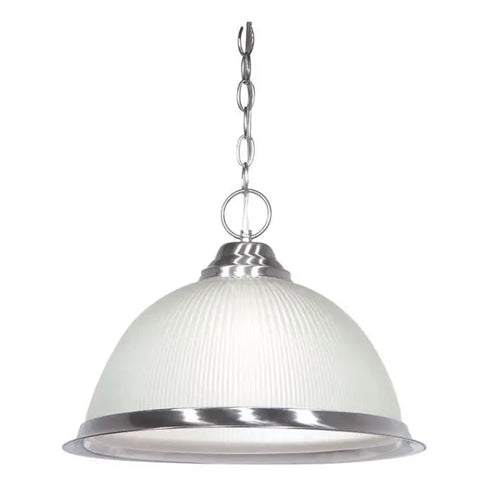 Satco SF76-691, 1 Light, 15" Pendant Frosted Prismatic Dome, 100W, 120V, Medium Base, Brushed Nickel Finish
