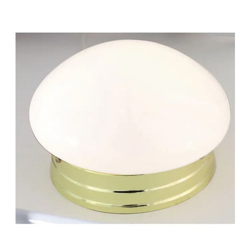 Satco SF77-059, 1 Light 8'' Flush Mount Fixture, Small White Mushroom, 60W, 120V, A19 Lamp Type, Polished Brass Finish