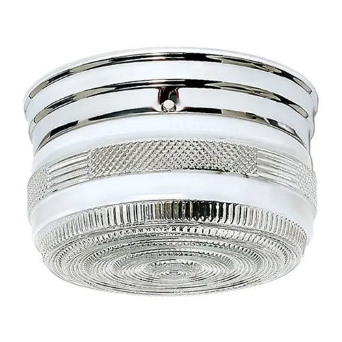 Satco SF77-101, 2 Light 8'' Flush Mount Fixture, Medium Crystal / White Drum, 60W, 120V, A19 Lamp Type, Polished Chrome Finish