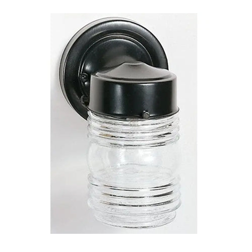 Satco SF77-119B, 1 Light 6" Porch Wall Mason Jar with Clear Glass, 60W, 120V, A19, Black Finish