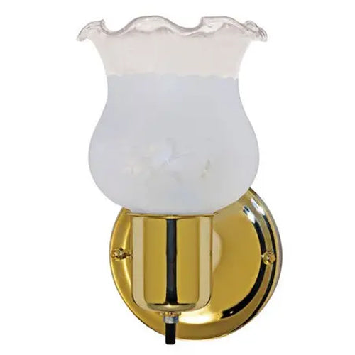 Satco SF77-120B, 1 Light 5" Vanity with Frosted Grape Shade & On/Off Switch, 60W, 120V, A19 Lamp Type, Polished Brass Finish