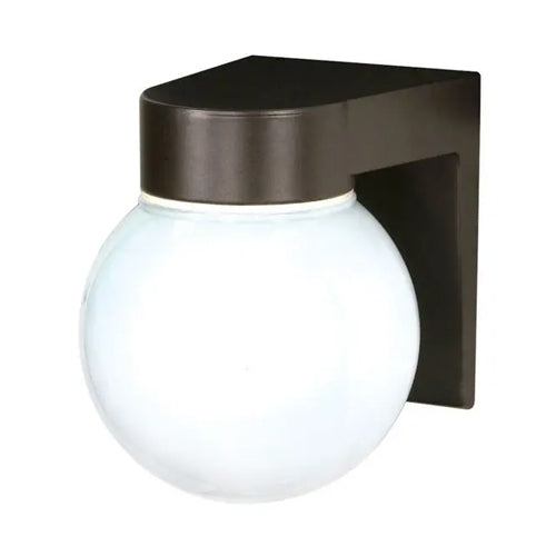 Satco SF77-141, 1 Light, 8" Utility Wall Mount Fixture, With White Glass Globe, 100W, 120V, A19, Medium Base, Bronzotic Finish