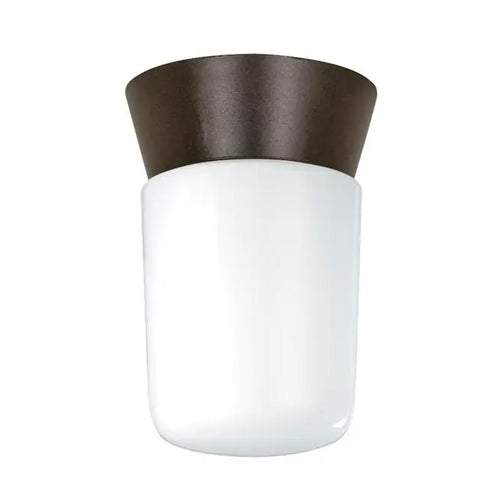 Satco SF77-156, 1 Light, 8" Utility Ceiling Mount Fixture, With White Glass Cylinder, 60W, 120V, A19, Medium Base, Bronzotic Finish