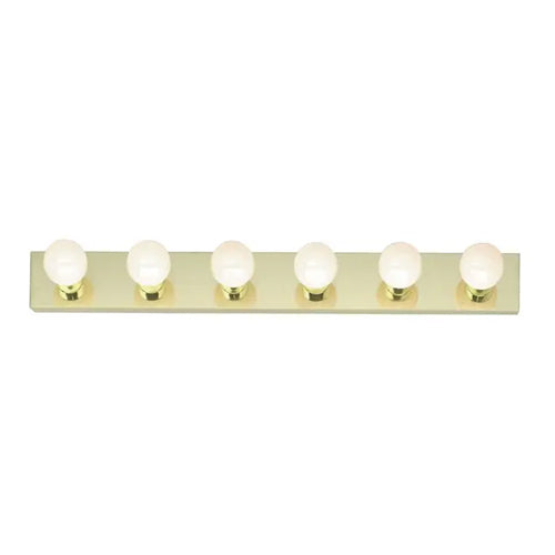 Satco SF77-190, 6 Light 36" Vanity Strip, 100W, 120V, Type G, Medium Base, Polished Brass Finish