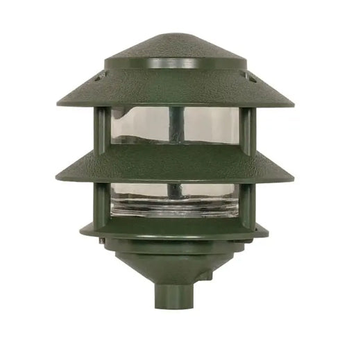 Satco SF77-323, 1 Light, Pagoda Garden Fixture, Small Hood, 2 Tier, 75W, 120V, Medium Base, Green Finish