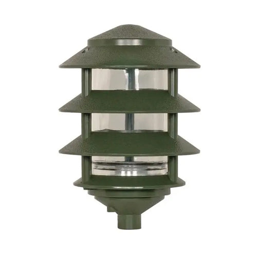 Satco SF77-324, 1 Light, Pagoda Garden Fixture, Small Hood, 3 Tier, 100W, 120V, Medium Base, Green Finish
