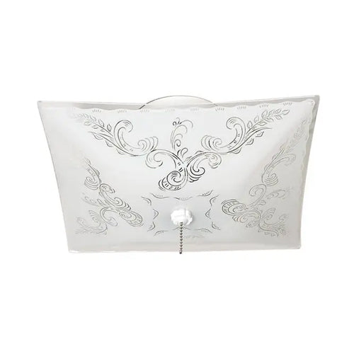 Satco SF77-392, 2 Light, 12" Ceiling Fixture, Square Floral / with Pull Chain, 60W, 120V, Medium Base, White Finish