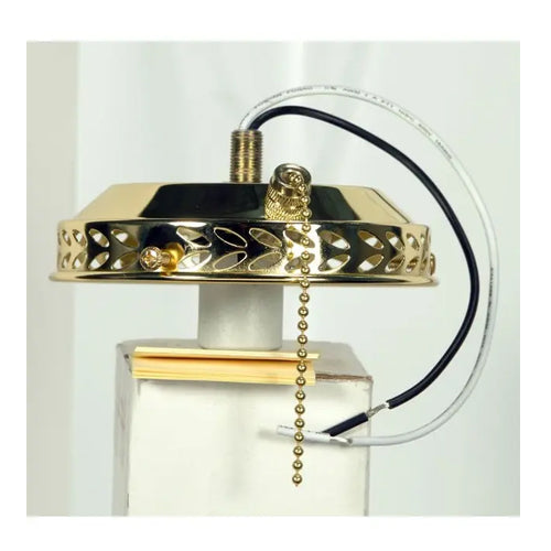 Satco SF77-461, 4" Wired Fan Light Holder With On-Off Pull Chain And Intermediate Socket, White Finish