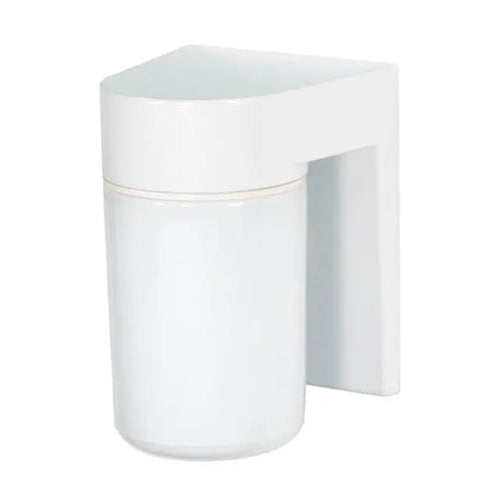 Satco SF77-530, 1 Light, 8" Utility Wall Mount Fixture, With White Glass Cylinder, 100W, 120V, A19, Medium Base, White Finish