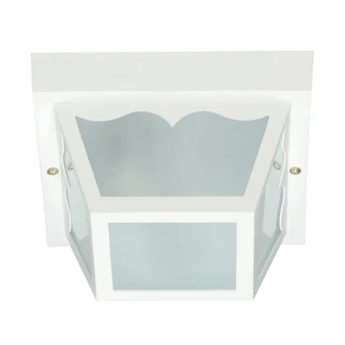 Satco SF77-835, 1 Light, 8" Carport Flush Mount Fixture, With Frosted Acrylic Panels, 60W, 120V, A19, Medium Base, White Finish