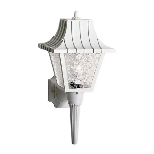 Satco SF77-853, 1 Light, 18"  Mansard Wall Lantern with Textured Acrylic Panels, 60W, 120V, Medium Base, White Finish