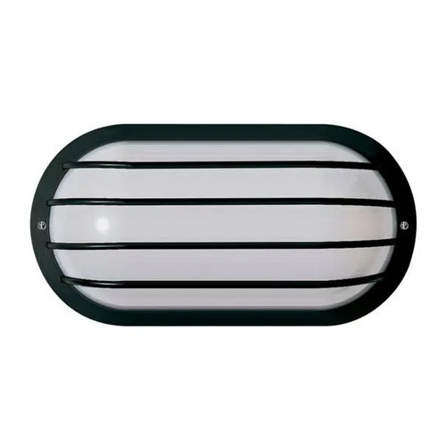 Satco SF77-857, 1 Light, 10" Oval Cage Wall Fixture, Polysynthetic Body & Lens, 60W, 120V, Medium Base, Black Finish