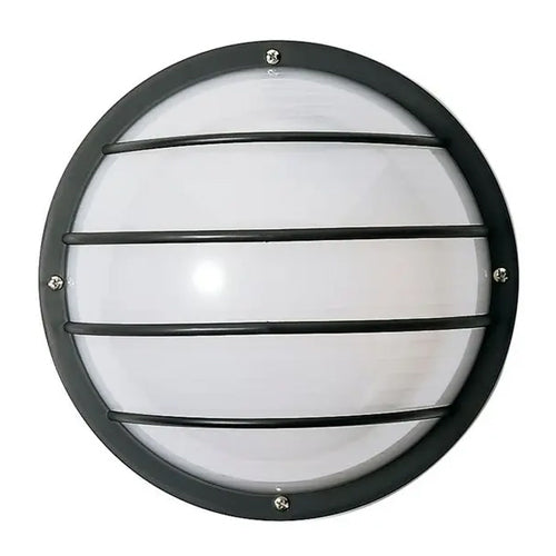 Satco SF77-859, 1 Light, 10" Round Cage Wall Fixture, Polysynthetic Body & Lens, 60W, 120V, Medium Base, Black Finish