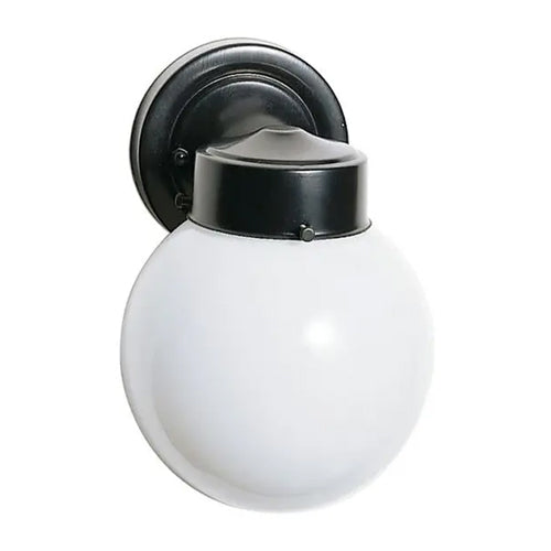 Satco SF77-992, 1 Light, 6" Outdoor Wall Porch Lantern With White Glass, 60W, 120V, A19 Lamp Type, Medium Base, Black Finish