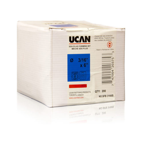 UCAN SFB3166B, SDS Plus Forming Bit, 0.2'' Diameter x 6'' Length, 3.75'' Usable, 200 Packs
