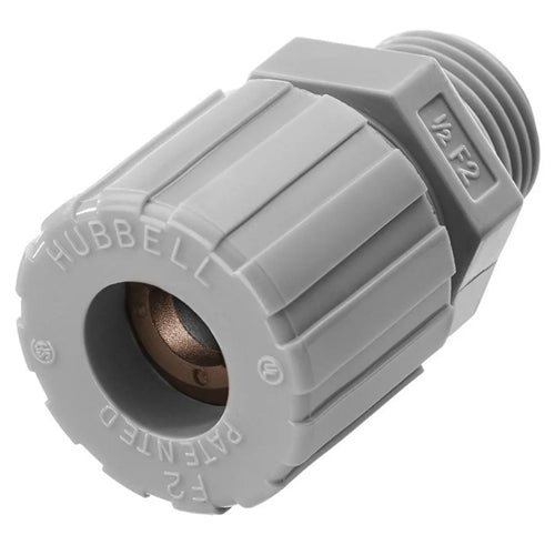 Hubbell SHC1036CR, Cord Connector, 0.50"-0.63", Straight Male, 3/4" NPT Thread, Nylon, Gray