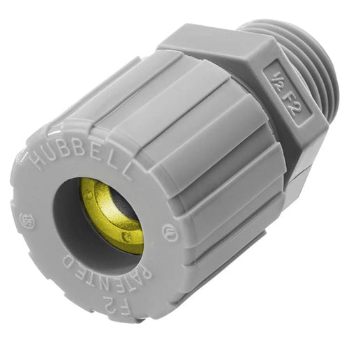 Hubbell SHC1041CR, Cord Connector, Straight Male, 0.63"-0.75", 1" NPT Hub, Nylon, Gray