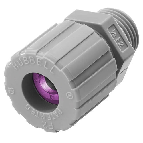 Hubbell SHC1042CR, Cord Connector, Straight Male, 0.75"-0.88", 1" NPT Hub, Nylon, Gray