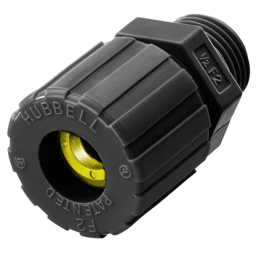 Hubbell SHC2041CR, Cord Connector, Straight Male, 0.63"-0.75", 1" NPT Hub, Nylon, Black