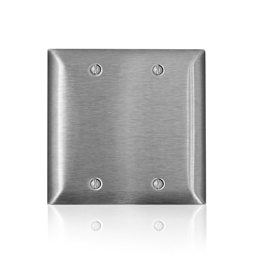 Leviton SL23, 2-Gang C-Series Blank Wallplate, Standard Size, Box Mount, Magnetic Stainless Steel