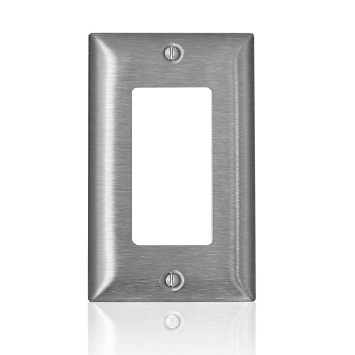 Leviton SS26-40, 1-Gang C-Series Decora/Decora Plus/GFCI Wallplate, Standard Size, Non-Magnetic Stainless Steel, Device Mount, 2 Packs