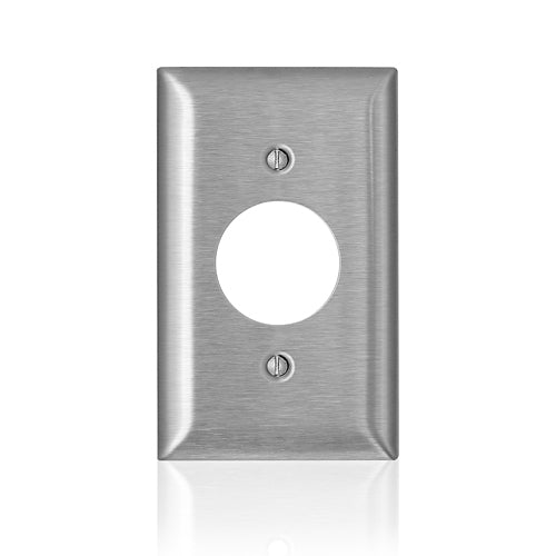 Leviton SS7-40, 1-Gang C-Series Single 1.406 Inch Hole Receptacle Wallplate, Standard Size, Device Mount, Non-Magnetic Stainless Steel, 2 Packs