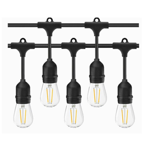 Luminiz SLC48, String Light, Cable Black 48FT, 120V, 1.5W, 150 Lumens, 2700K Warm White, >80 CRI, Dimmable