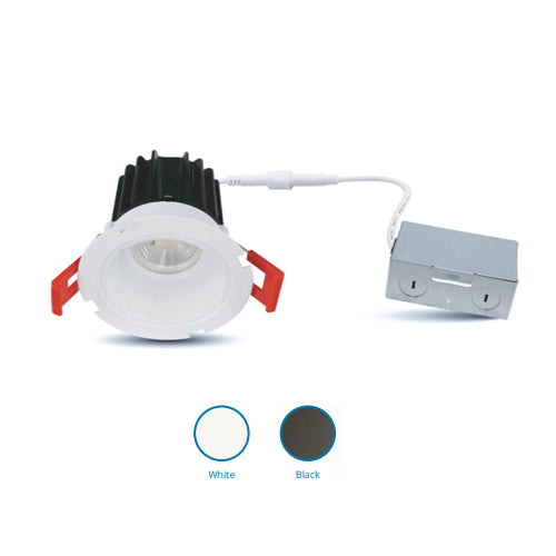 ORTECH SLIM-RG2-5CCT-BK, 2" Slim LED Regressed Downlight, 120VAC, 8W, 600LM, 5CCT Selectable, Dimmable, 80 CRI, Black