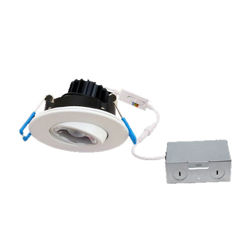 ORTECH SLIM3GIM-5CCTWH, 3" Designer Flat Gimbal LED Fixture with Driver, 5CCT (2700K to 5000K), 8W, 550LM, Dimmable, White Trim