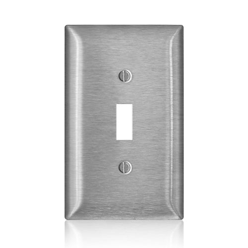 Leviton SSJ1-C40, 1-Gang Toggle Switch Wallplate, Midway Size, Non-Magnetic Stainless Steel, C-Series, 2 Packs