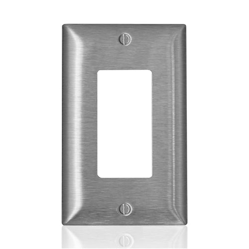 Leviton SSJ82-C40, 1-Gang C-Series Decora Wallplate, Midway Size, Non-Magnetic Stainless Steel, Device Mount, 2 Packs