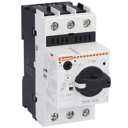 Lovato SM1R1000, Motor Protection Circuit Breaker, Magnetic and Thermal Protection, Rotary Knob Control, Short Circuit Breaking Capacity Icu 100kA at 400V, Thermal Trip Adjustment Range 6.3...10A