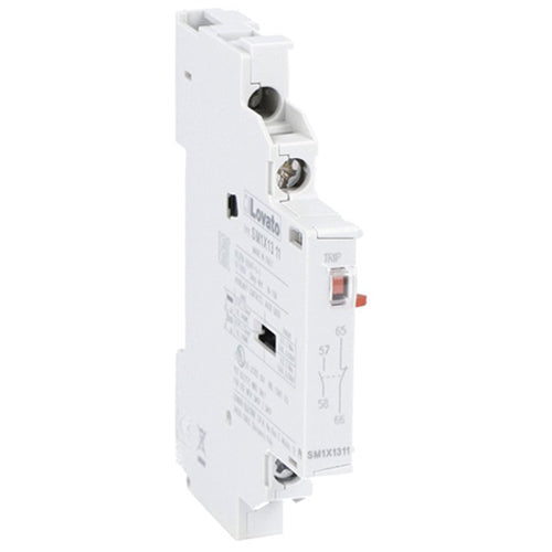 Lovato SM1X1311, Add-On Auxiliary Contact, Side Mount, Contacts for Thermal and Magnetic Tripping Indication 1NO+1NC
