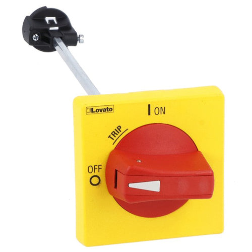 Lovato SM2X18200R, IP65 (4X) Padlockable Door Coupling Handle for SM2... and SM3…., Red/Yellow Complete with Rod Length 200mm/7.87in