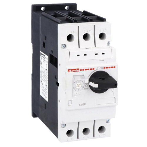 Lovato SM2R6300, Motor Protection Circuit Breaker, Magnetic and Thermal Protection, Rotary Knob Control, Short Circuit Breaking Capacity Icu 50kA at 400V, Thermal Trip Adjustment Range 46...63A