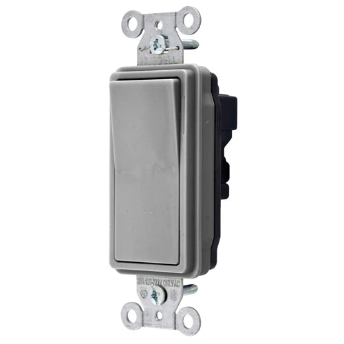 Hubbell SNAP2123GYNA, Industrial/Commercial Grade, SNAPConnect Series, Decorator Switch, Three Way, 20A 120/277V AC, Gray