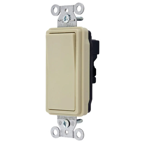 Hubbell SNAP2123INA, Industrial/Commercial Grade, SNAPConnect Series, Decorator Switch, Three Way, 20A 120/277V AC, Ivory