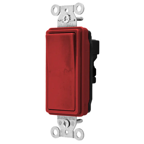 Hubbell SNAP2123RNA, Industrial/Commercial Grade, SNAPConnect Series, Decorator Switch, Three Way, 20A 120/277V AC, Red