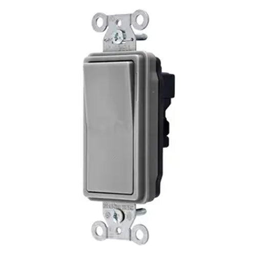 Hubbell SNAP2103GYNA, Industrial/Commercial Grade, SNAPConnect Series, Decorator Switch, Three Way, 15A 120/277V AC, Gray