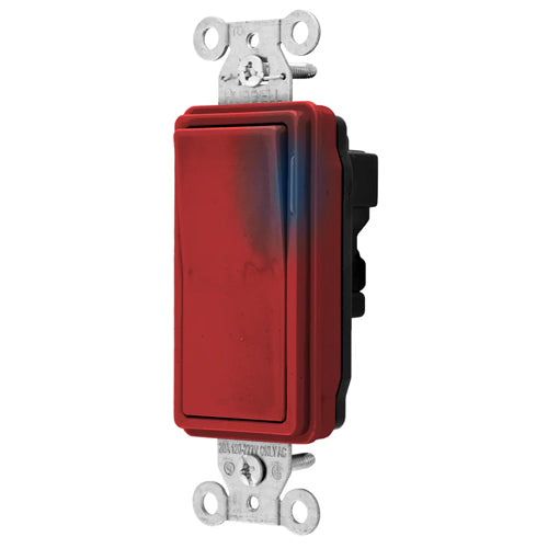 Hubbell SNAP2123ILRNA, Industrial/Commercial Grade, SNAPConnect Series, Decorator Switch, Illuminated, Three Way, 20A 120/277V AC, Red