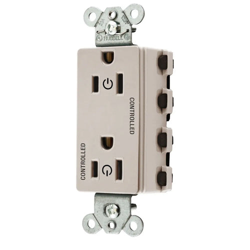 Hubbell SNAP2152C2LA, SNAPConnect Permanently Marked Receptacles, Style Line Decorator, Duplex, Two Controlled Faces, 15A 125V, 5-15R, 2-Pole 3-Wire Grounding, Light Almond