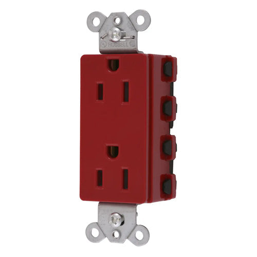 Hubbell SNAP2152RA, SNAPConnect Extra Heavy Duty Receptacles, Specification Grade, Style Line Decorator, Nylon Face, 15A 125V, 5-15R, 2-Pole 3-Wire Grounding, Light Almond