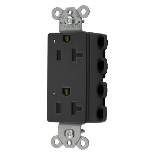 Hubbell SNAP2162BKL, SNAPConnect Extra Heavy Duty Receptacles, Specification Grade, Style Line Decorator, LED Indicator, 20A 125V, 5-20R, 2-Pole 3-Wire Grounding, Black