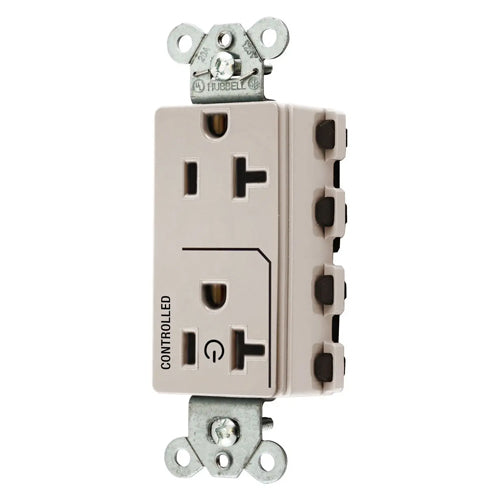 Hubbell SNAP2162C1LA, SNAPConnect Permanently Marked Receptacles, Style Line Decorator, Duplex, One Controlled Face, Split Circuit Hot Tab, 20A 125V, 5-20R, 2-Pole 3-Wire Grounding, Light Almond